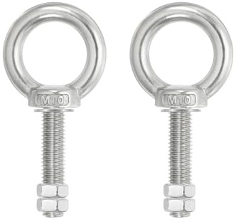 PATIKIL Bulloni Occhiello Golfari, 2pz M10x50 Vite Bullone Spallamento Sollevamento Acciaio Inossidabile 304 Vite Filettata Anello Spalla con Doppi Dadi Fissi per Sollevamento Sospeso
