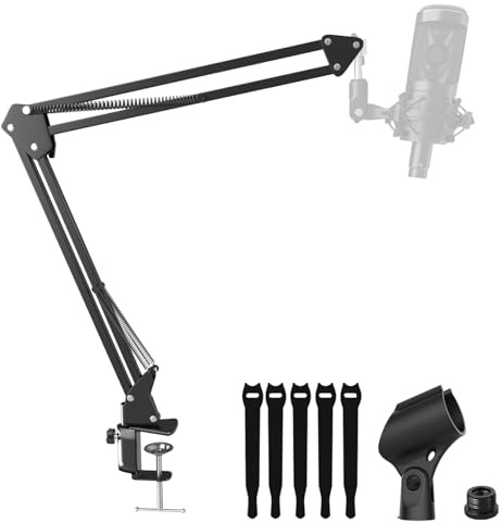 Etour Mic Boom Arm Stand [MAX 3.3lbs ] Heavy Duty Microphone Holder Desk Mics Scissor Mount Streaming Accessories for Blue Yeti HyperX QuadCast S SoloCast snowball Fifine K669B AT2020 - Medium