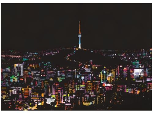 Kit de peinture à gratter - Scène de nuit métropolitaine - Avec symboles de la ville - Feux d'artifice Magic Scratch Art - Papier à gratter - Vue nocturne (Seoul)