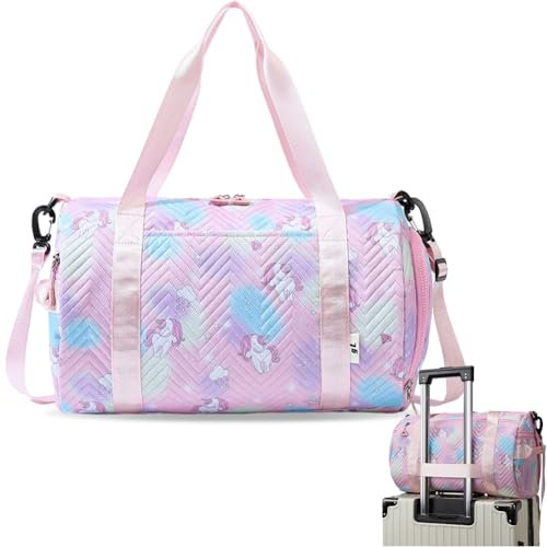 Borsa da yoga a forma di unicorno, per ragazze, donne, bambini, impermeabile, borsa da viaggio, palestra, borsa da nuoto, borsa da allenamento con scomparto per scarpe e scomparto bagnato, bagaglio a