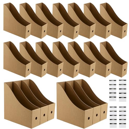 JIEHIN 20 Pezzi Portariviste, 26x9x27 cm Portariviste in Cartone Kraft, Scatola per Documenti di Cancelleria Divisore, Organizzatore di File A4, per Scuola L'ufficio Domestico File L'archiviazione