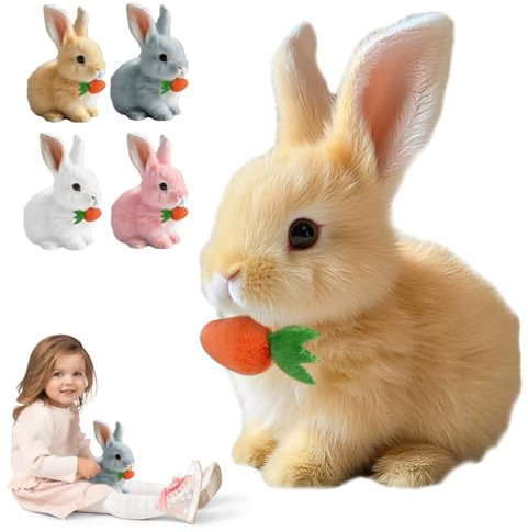 kailisi Hüpfendes Kaninchen Spielzeug, 2025 Neuest Ostern Plüschhase mit Geräuschen Bewegungen, Interaktives ElektronischesKaninchen Haustier für Ostern Deko Kinder (Braun)