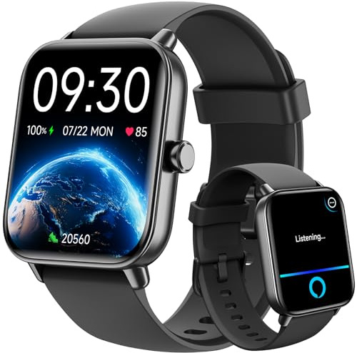 Smartwatch Uomo, 1.8 Orologio Smartwatch con Alexa Integrato, Effettua/Risposta Chiamate, Fitness Tracker con Cardiofrequenzimetro/Contapassi/SpO2/Sonno, 110+ Sportive, IP68 per Android iOS - Nero