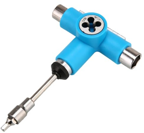 BELLIFFY Outil T Skateboard Multifonction Portable Tout-Un Clé à Cliquet et Tournevis pour Longboards Mini Skateboards et Cruisers Bleu