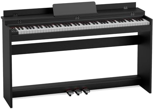 JOINATRE 88 Key Full Size Digital Piano Keyboard,Weighted Hammer Action Electric Piano with Professional Three-Pedal & Multi-Functional Dust Cover,Black