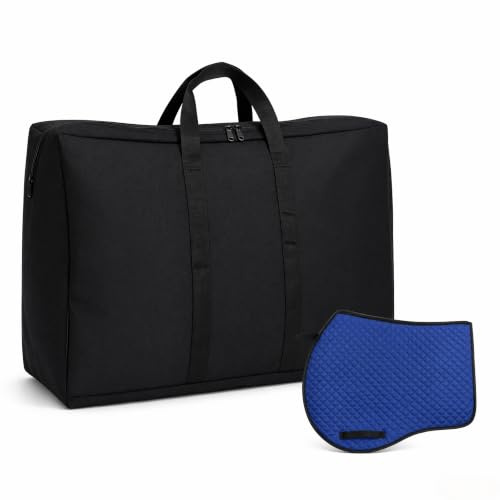 English Saddle Pad Bag, Saddle Pad Storage Bag with Dual Compartments, 600D Oxford Equestrian Storage Bag for English & Western Saddle Pad, Tack Storage Bag with Airflow Grommets & Carry Handles