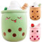 Bubble Tea Kuscheltier PlüSchtier XXL SüßE Kissen, Kawaii Bubble Tea Cup Plushie Stofftier Boba Teetasse PlüSch Spielzeug Deko (Grün, 23cm)