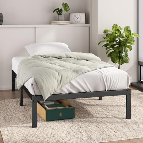 Zinus Elias 3ft Single Bed Frame with Storage Space Underneath - (90 x 190 cm) - 14.2'' Height - Metal Bed Base with Steel Slat Support - Easy Assembly - Black