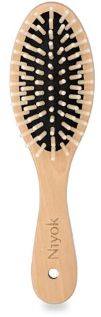 Niyok® Holz-Haarbürste (groß) • Bürste mit kurzen Noppen • Universelle Holzbürste für alle Haartypen • Nachhaltige Haarbürste aus FSC-Holz • Vegan & nachhaltig