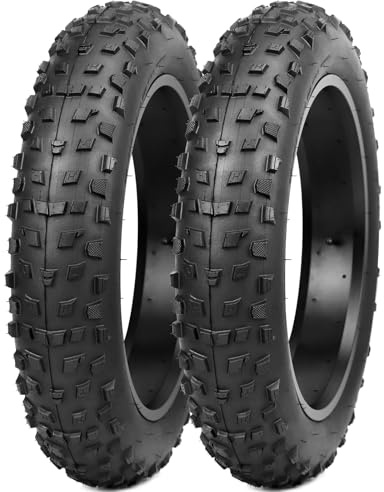 GRELiving 20x4.0 Fat Tyre Bike Tires (2-Pack) - Premium 20 x 4.0 All-Terrain Tyres for E-Bike/MTB/Gravel Bikes - 98-406 Compatible