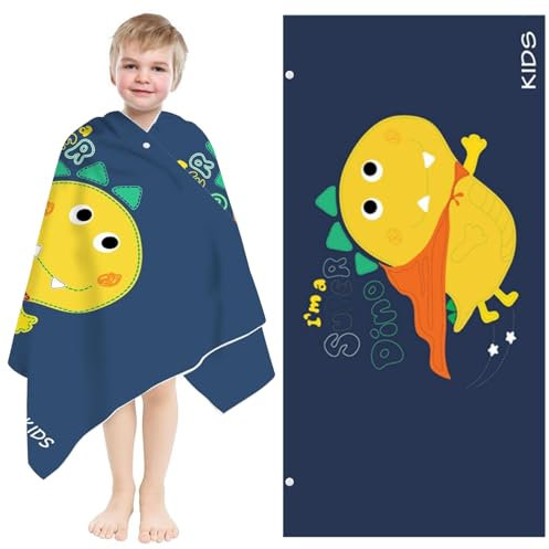 GAROMIA Kinder Handtuch Badetuch Strandtuch Kinder Dino Strandhandtuch Kinder Kinderhandtuch Jungen Badehandtuch 80 x 130cm Schnell Trocknend Badetuch Jungen