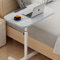 Height Adjustable Overbed Table with Wheels, C Shaped Laptop Desk, Portable Rolling Bedside Table for Living Room, Bedroom, Brown Grey