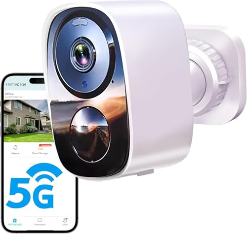2K/3MP Überwachungskamera Aussen Akku, Kostenloser Cloud-Speicher, 5GHz/2,4GHz WLAN Kabellose Überwachungskamera außen/innen, 2-Wege Audio, Bewegungserkennung, Farbige Nachtsicht, IP66 Wasserdicht