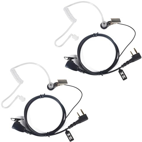 YNIBST Walkie Talkie-hörlurar med PTT-mikrofon och dold luftslang tvåvägsradioheadset kompatibelt med Kenwood Baofeng Wouxun UV-5R UV-82 BF-888S (2-pack)