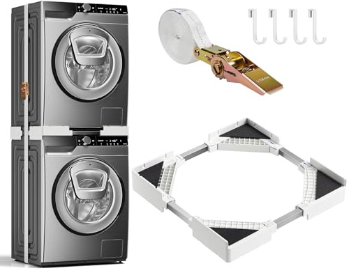 Cadre intermédiaire universel, Kit de Superposition Universel pour Lave-linge et Sèche-linge, Taille du Cadre de Superposition Réglable, Convient aux Lave-linge et Sèche-linge de 46 à 66cm