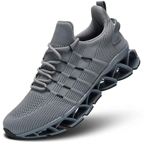 Mens Slip on Walking Running Shoes Blade Tennis Casual Fashion Sneakers Comfort Non Slip Work Sport Athletic Trainers Grey