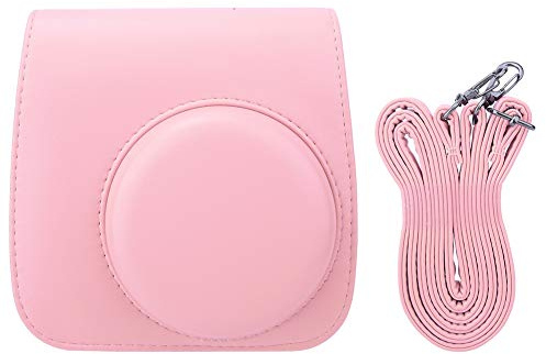 MMABEUTF Mini Bolso para cámara, Bolso Cruzado de Moda con Correa Desmontable, herrajes de Metal, Forro Suave, para cámaras Digitales compactas (Rosa Claro)