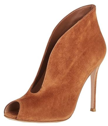 Stivaletti da Donna con Tacco a Spillo e Punta Aperta, Stivaletti Bassi con Tacco e Décolleté alla Moda, Sandali con Tacco Alto Sexy e Comodi per Feste e Balli di Fine Anno,Marrone,34 EU