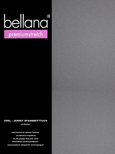bellana® premiumstretch Edel-Elastic-Jersey Spannbetttuch für Wasserbetten und Boxspringbetten, 140-160 x 200-220 cm, grau