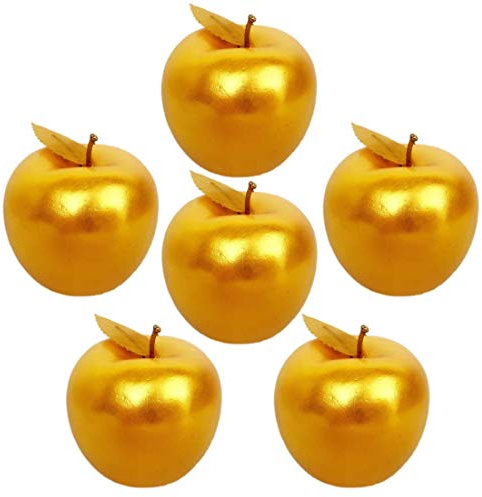 6 Pcs Golden Apples Artificial Golden Fruit Crafts Gold Apples for Home Decoration Christmas Décor