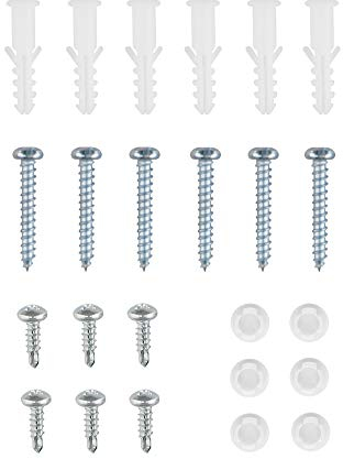 jarolift Schrauben-Set für jarolift Insektenschutzrollos nach Maß und Standardgrößen inkl. Abdeckkappen, Schrauben & Dübel, Weiß