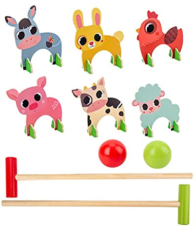 Lipeed Tiere Krocket Set, Holz Krocket Spiel,Cartoon Golfspielzeug,Outdoor Sports Ball,Familienspiele,Kinder Lernspielzeug für Kinder,Erwachsene