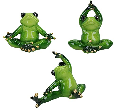 AB Tools Yoga Frogs Toad Zen Ornament Statue Meditating Garden House Decor Set Of 3