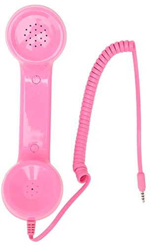 Retro Telefonlur, Gammalt Telefonheadset med Volymkontroll, 3,5 Mm Vintage Retro Telefonlur Mobiltelefonmottagare för Alla Smartphones och Datorer, 9 Fot Rullad Sladd (Rosa)