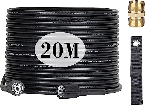 OHAYORI Manguera flexible para hidrolimpiadora de 20 m, M22 x 14 mm, tubo de repuesto de alta presión, tubo de extensión compatible con Karcher HD HDS Kranzle con un adaptador de latón