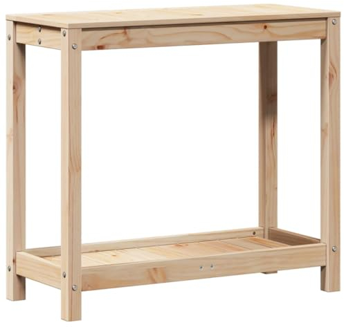 vidaXL Pflanztisch mit Ablage, Gärtnertisch mit Stauraum, Blumentisch für Terrasse Garten Gewächshaus, Gartenarbeitstisch, Massivholz Kiefer