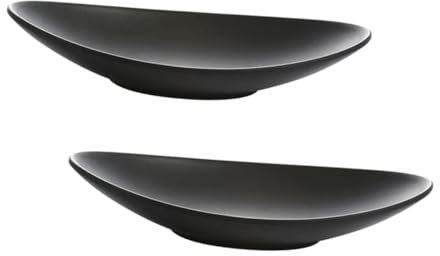 SHOWERORO 2pcs Frosted Black Sushi Tray Serving Plate Japanese Style Sushi Plate for Family and Party
