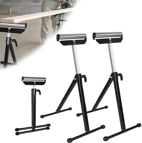 LARS360 2 ruedas de altura ajustable (68 – 108 cm) – Caballete plegable con pies antideslizantes | Adecuado para sierras ingletadoras, cepilladoras, carpintería y metales