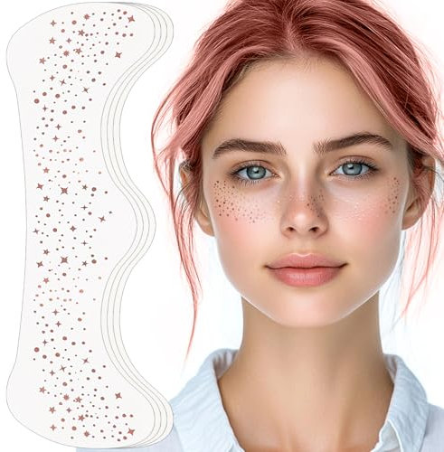 Auiremrti Glitzer Viso Lentiggini Tatuaggi,4 Pezzi Impermeabili Stelle e Punti Oro Rosa Tatuaggi Temporanei,Festival Lentiggini,Henne Lentiggini Tatuaggio Pellicola