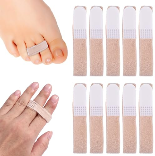 10 St Kompistejp Fingerband, Nylon Finger Tejp Återanvändbara Halkskyddade Fingerskenor med Hak och Ögla Tvättbara Kompisremmar för Fingrar Finger Wrap för Skadade Fingrar (Hudfärg)