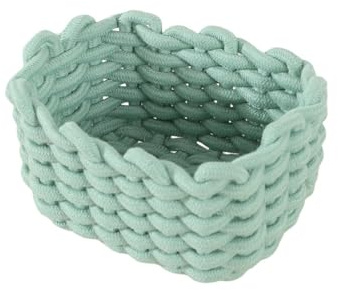 Icegrey Panier de Rangement en Corde de Coton Organisateurs de Paniers de Rangement Rectangulaires Naturels DéCoratifs Pour Chambre de BéBé, Chambre à Coucher, Salon, Vert, Small