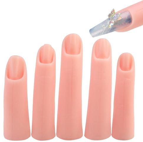 Kit de mains d'entraînement en silicone pour ongles - Main de mannequin flexible avec 5 faux doigts magnétiques, 100 capsules et outils remplaçables, idéal pour la formation au acrylique, en