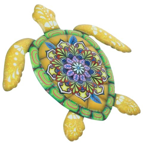 BESTonZON Decoración de Pared de Tortuga de Metal en Hierro Amarillo Resistente y No Fácil de Deformar para Jardín y Terraza Exterior