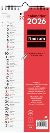 Finocam – Calendario da parete 2026 1 mese per pagina gennaio – dicembre 2026 (12 mesi) | Calendario 2026 da notare | Pianificatore mensile Neutro – Italiano