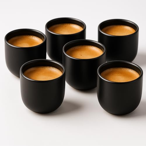 Maxito Espressotassen aus Steingut mit 85 ml im 6er Set für Kaffeeliebhaber - Espresso & Kaffeetassen - Geschenke für Männer und Frauen