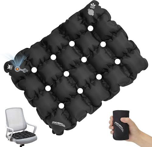 EULANT Cuscino Gonfiabile per Sedile con Fori, Cuscini per Alleviare la Pressione, Cuscino Antidecubito per Sedia a Rotelle, Sedia da Ufficio, Aerei da Auto, Compatto e Portatile
