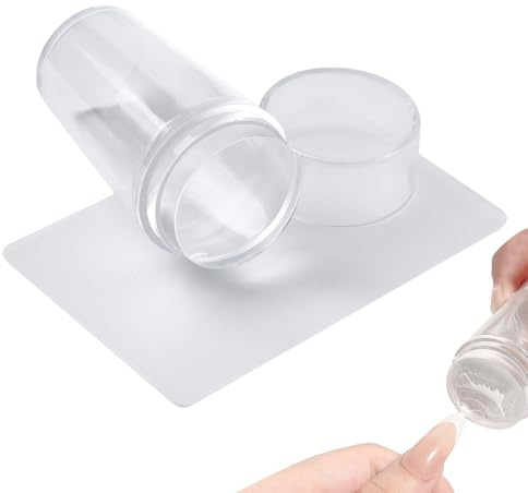 Unghie a punta francese per timbratore - strumento per smalto gel di precisione, testa in silicone, corpo trasparente durevole, stampa a trasferimento rapido, design facile da impugnare |