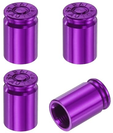 PATIKIL Tire Valve Stem Caps, 4PCS Universal Aluminum Alloy Car Air Stem Covers for Cars SUV Trucks Bikes Motorcycles Bicycles, Purple