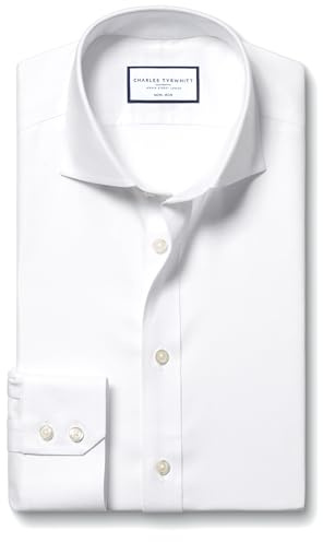 Charles Tyrwhitt Shirts for Men - Non Iron with 100% Cotton Twill - Formal Dress Shirt (Slim Fit - Cutaway Collar)