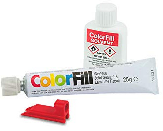 Unika ColorFill Soft White (CF081) – Laminate Worktop Repair and Joint Kit, Joint Compound, Sealant & Filler | 25g Tube + Applicator + 20ml Solvent – Kitchen Worktop Scratch Repair