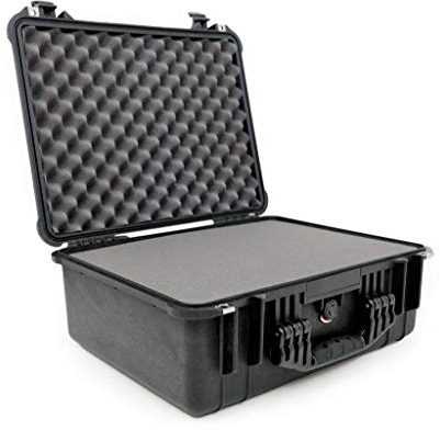 PELI 1550 Professional Protective Case for Fragile Equipment, IP67 Water Resistant, 61L Capacity, Made in Germany, With Customisable Foam Insert, Black