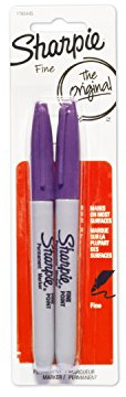 Sharpie Permanent Markers, Fine Point, Purple, 2-Pack (1765445)