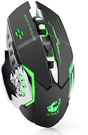 LexonElec Wireless Maus X 8 Wiederaufladbare 2,4 GHz Silent Mute 7 Farben LED Atmen Hintergrundbeleuchtung Tarantula anpassen Optische Ergonomische schnurlose Gaming Maus Gamer Mäuse 6 Tasten