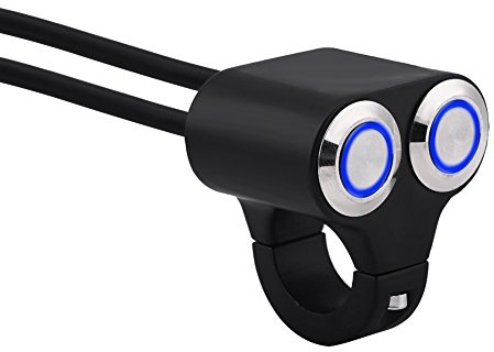 Interruttore per manubrio, interruttore di controllo del manubrio, per moto, on/off, pulsante di ritorno manuale 7/8 22 mm, universale, interruttore del faro indicatore LED in lega di alluminio (tipo
