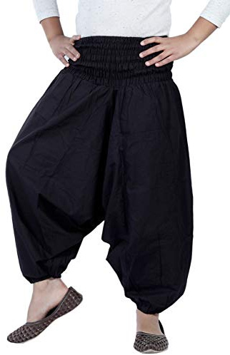 Sarjana Handicrafts Haremshose für Kinder, Baumwolle, für Mädchen und Jungen, Boho, Hippie, Kleinkind, Unisex Gr. Einheitsgröße, Schwarz