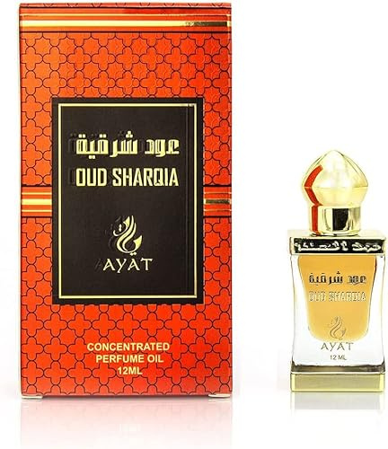 AYAT PERFUMES – Huile Parfumée OUD SHARQIA de Dubaï 12 ml Boisé Épicé Floral Sans Alcool – Musk Attar Huile de Parfum Orientale pour Femme & Homme – Fabriqué aux Émirats